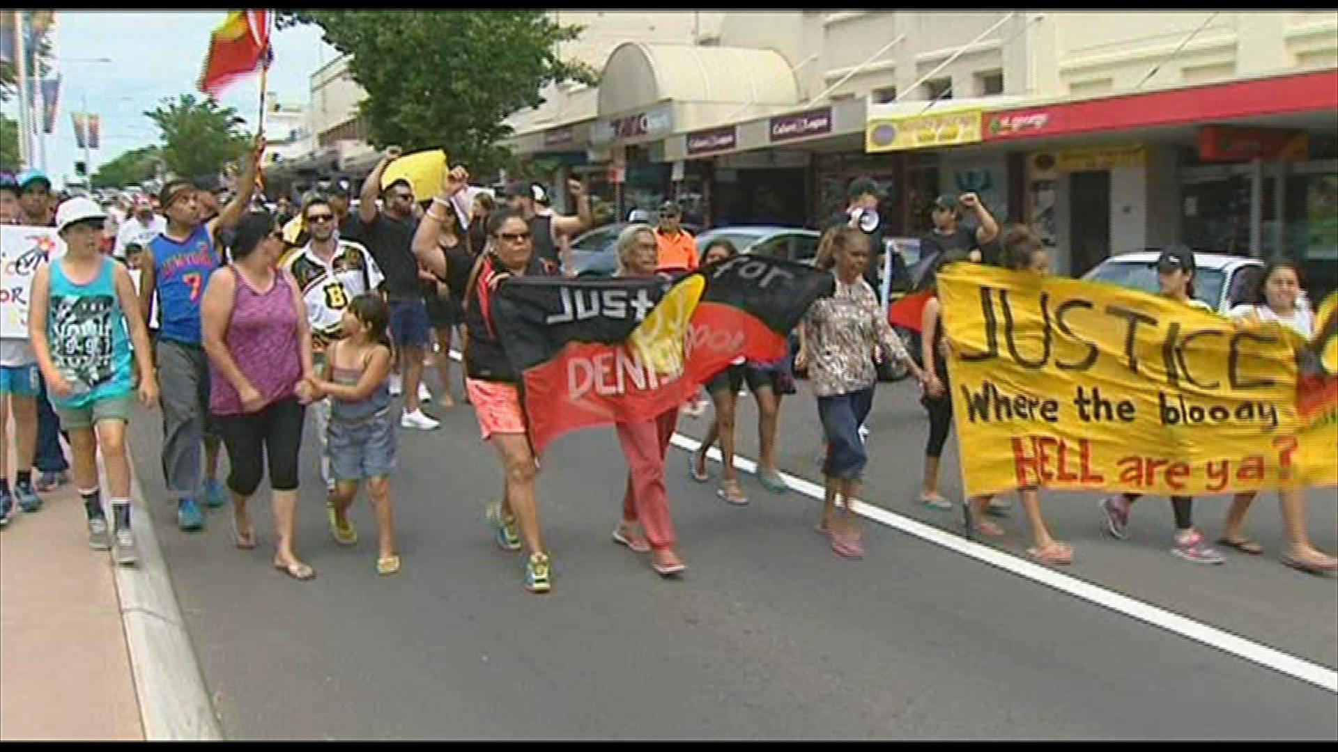 Protesters in Cowra. 