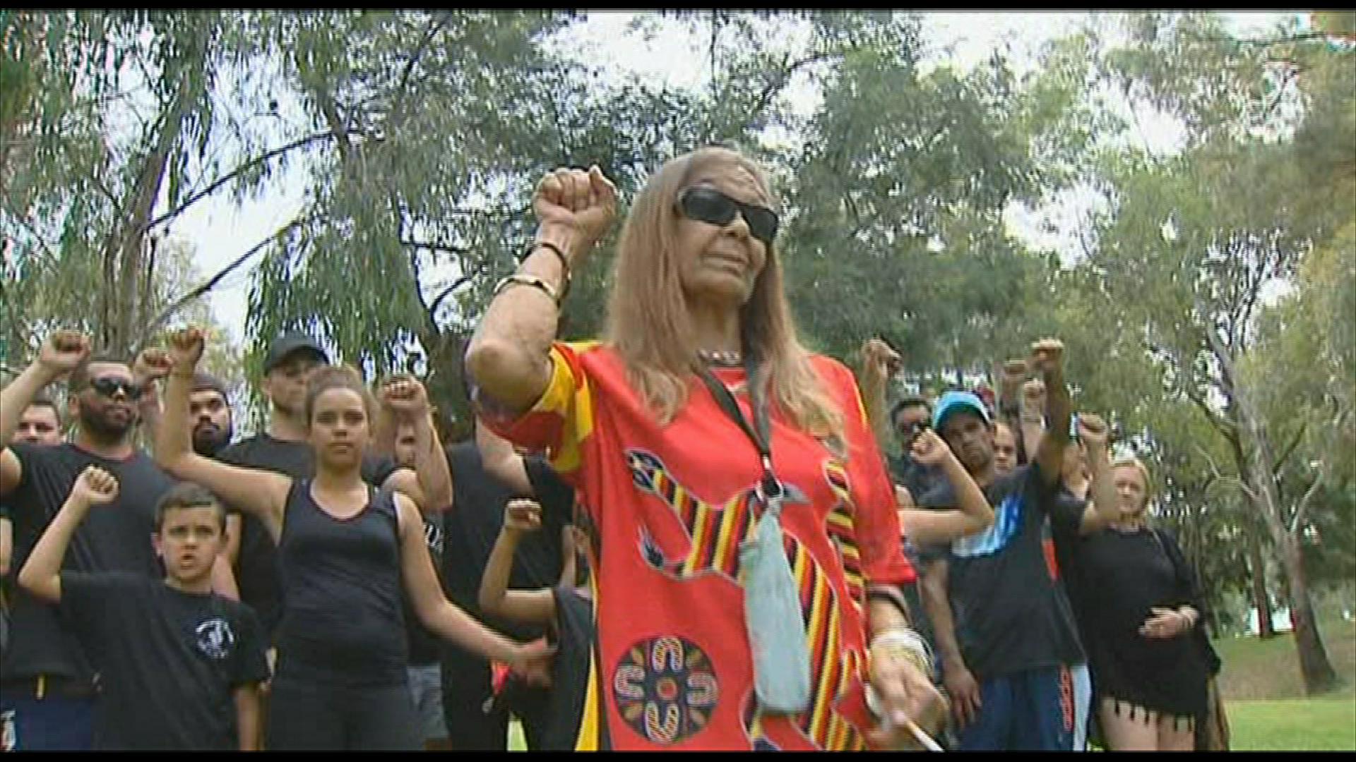 DJ's mother Roddina Doolan at the protest.