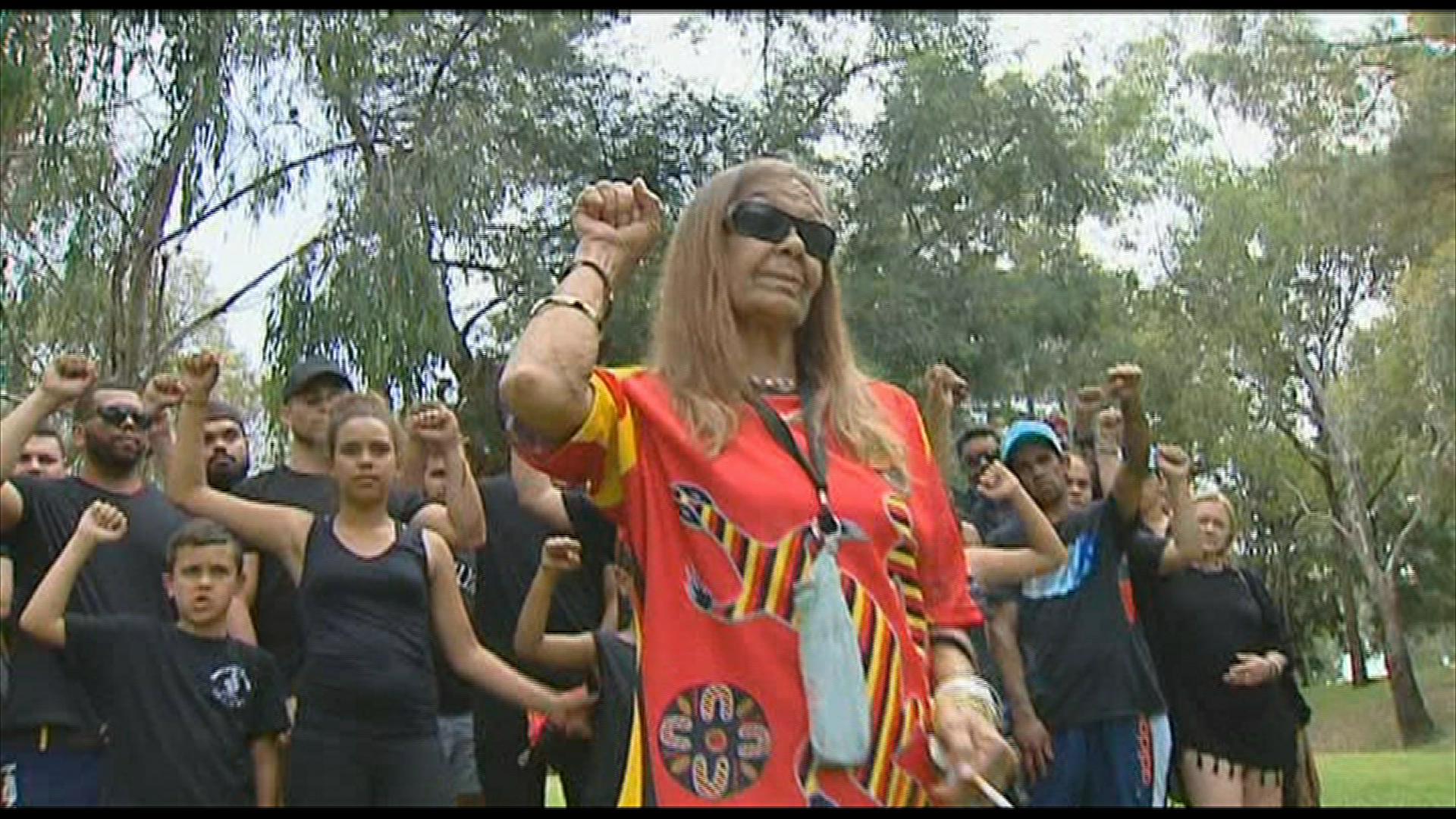 DJ's mother Roddina Doolan at the protest. 