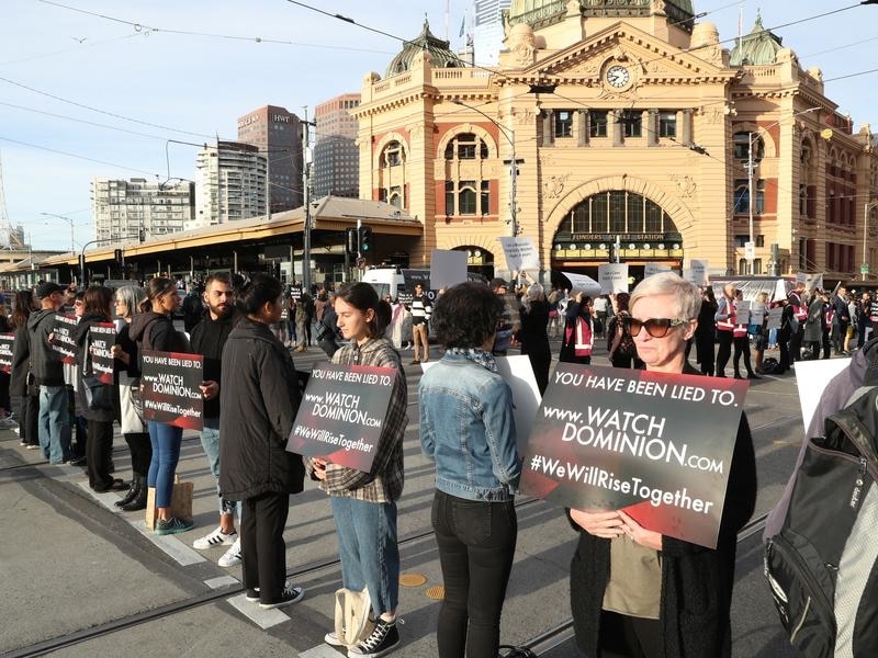 Animal rights' protesters in Melbourne.