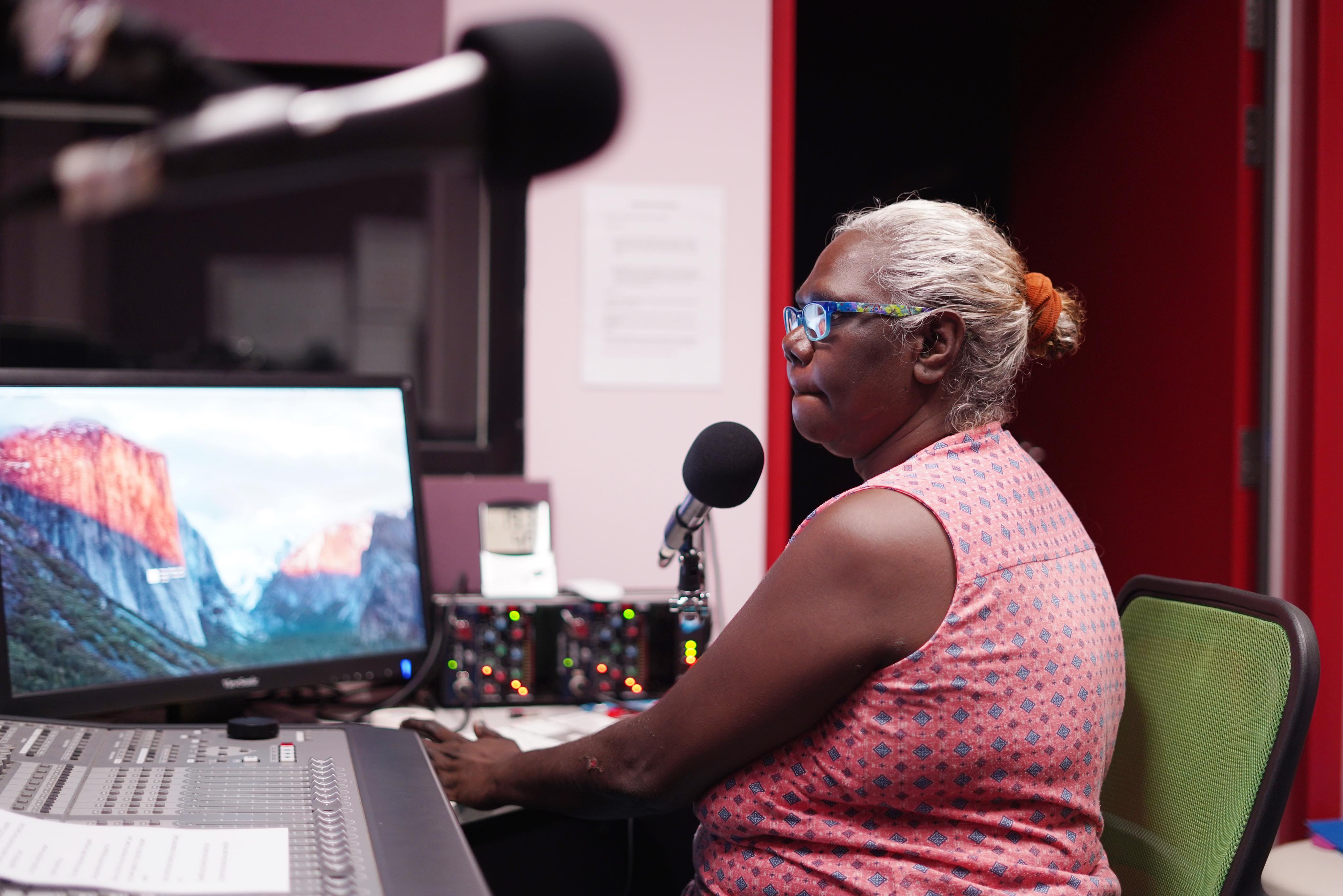 Sylvia Nulpinditj pre-recording information at Yolngu Radio Station