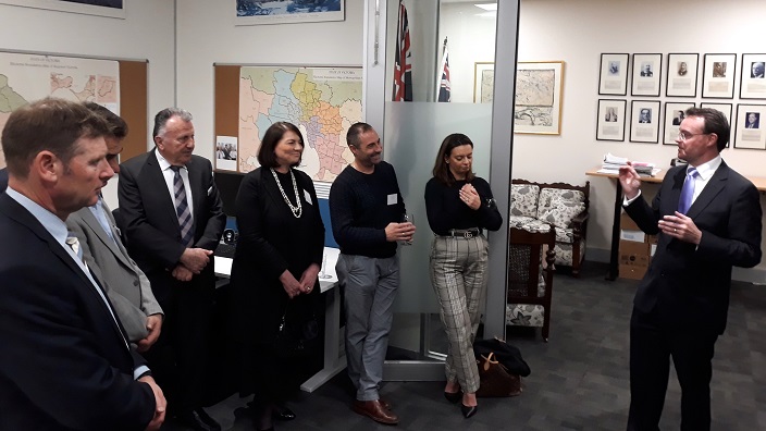 Victorian Liberal leader Michael O'Brien with delegates of Greek community's organisations. 