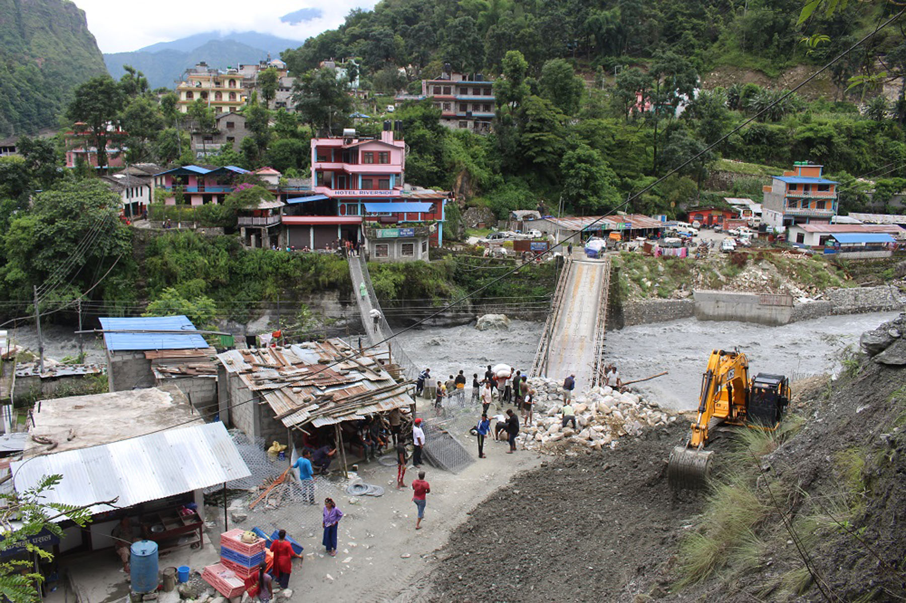 Bridge collapse in Myagdi after recent floods in Nepal