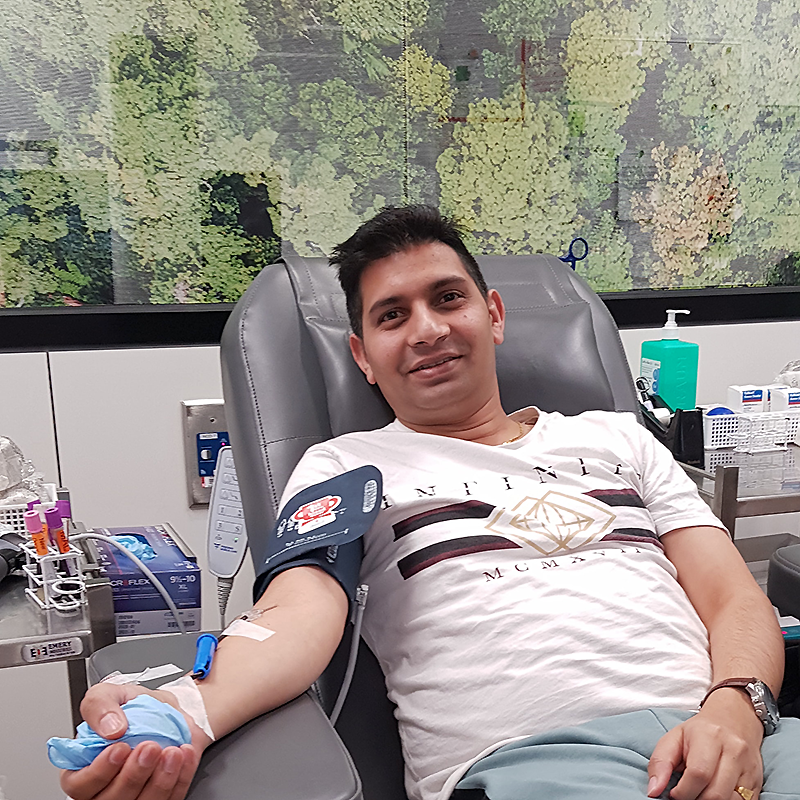Krishna Sapkota donates blood regularly in Melbourne