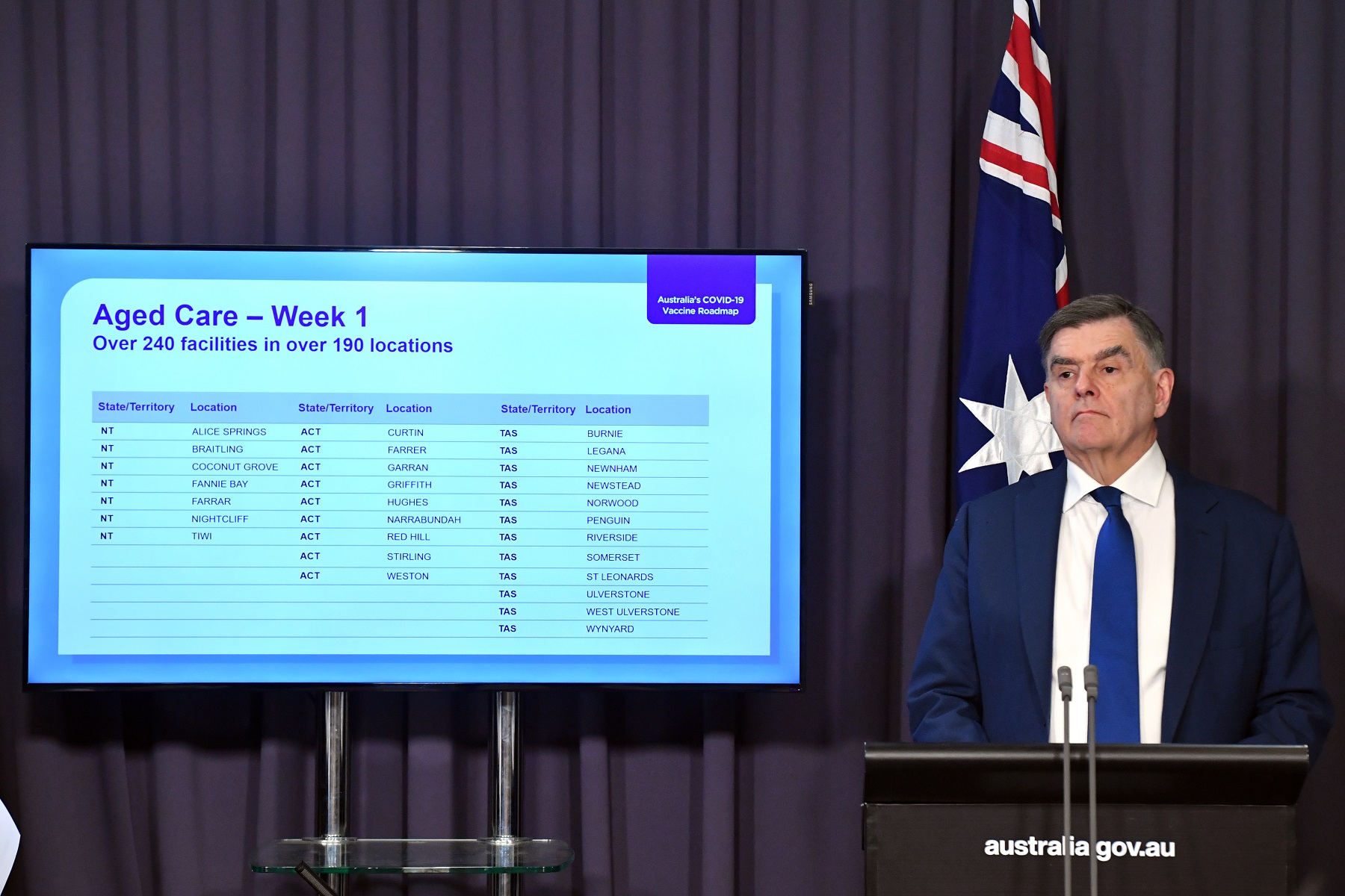 Department of Health Secretary Dr Brendan Murphy outlining the Covid-19 vaccine rollout at a press conference at Parliament House in Canberra, Thursday, February 18, 2021. (AAP Image/Mick Tsikas) NO ARCHIVING