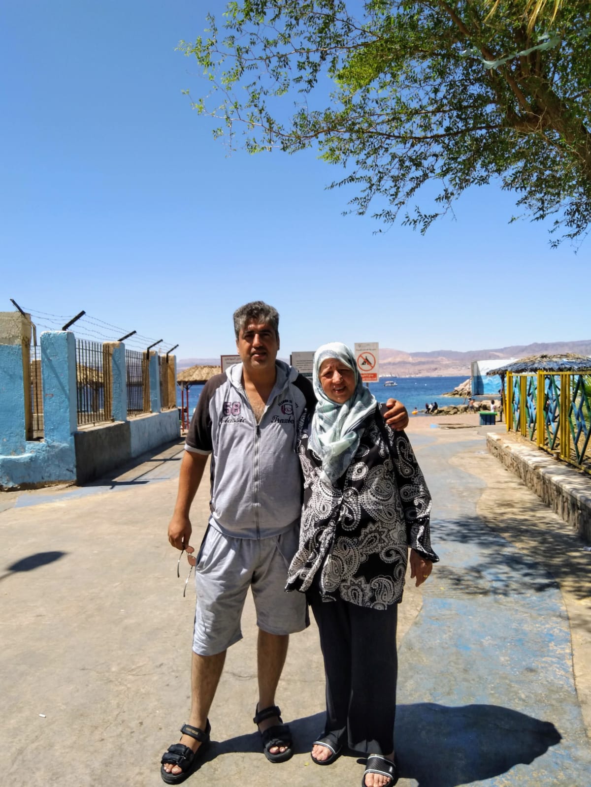 Kamel Darwish with his mother